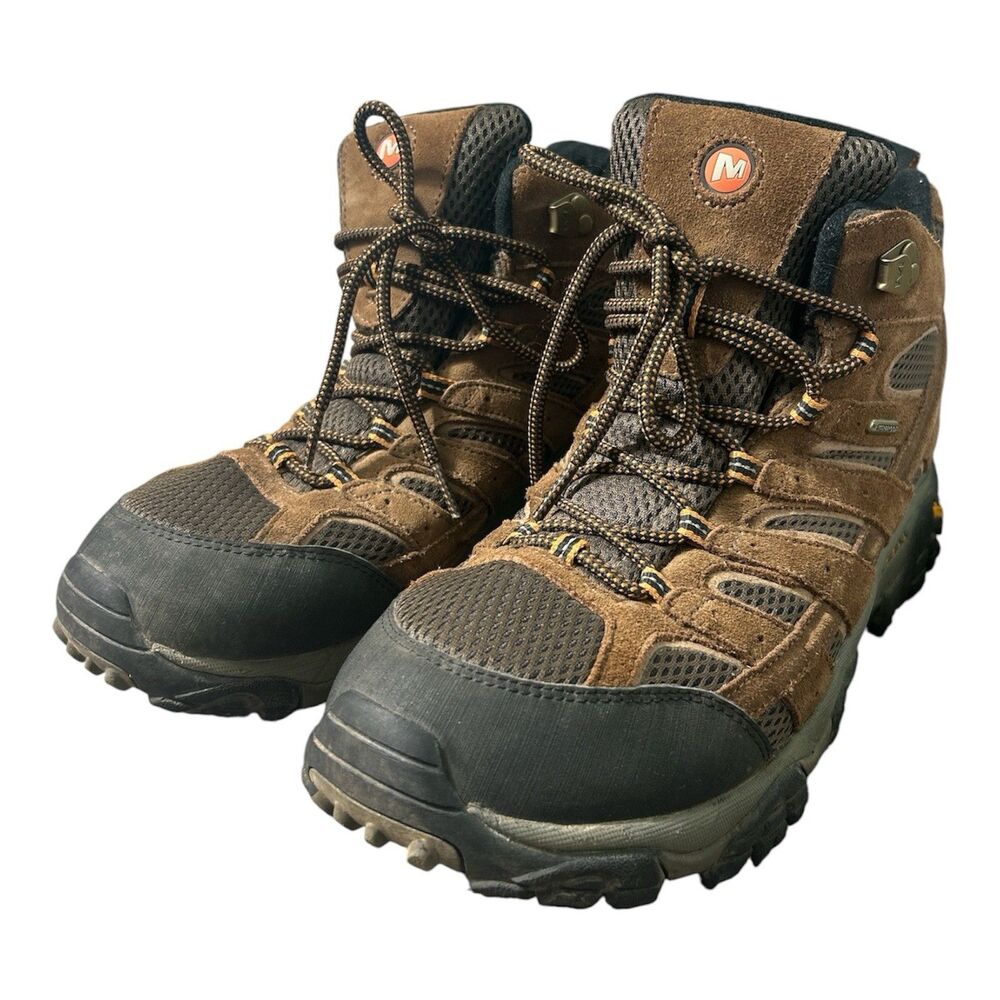 Men’s Merrell Moab 2 Mid Hiking Boots Brown Suede 10.5 Waterproof Vibram Sole